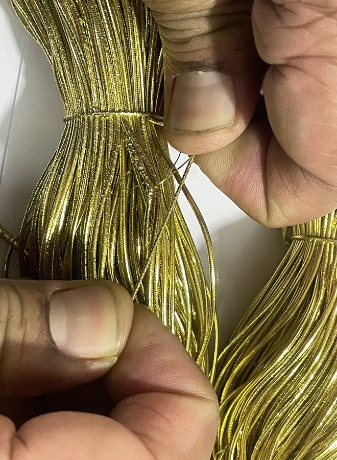 OMX, 1mm Metallic Round Eco-Friendly Rubber Stretch Elastic Cord Bands Rope Jewelry Bracelets Strings for Garment, Craft Making Gift Wrapping (Total 260 Mtr, All Golden) - Image 3